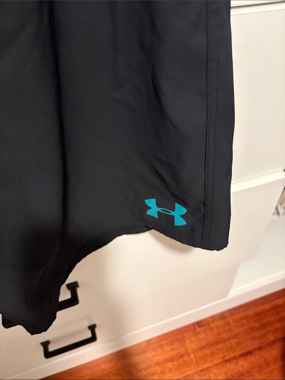 Under Armour Black Swim Board Shorts with Teal Drawcord